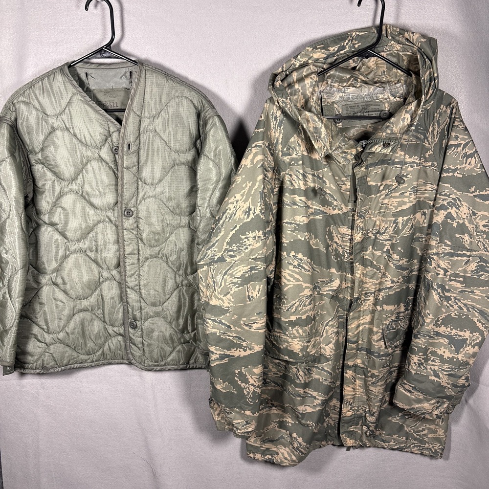 USGI ABU Tiger Stripe Improved Rainsuit Parka Medium w/ Cold Weather Liner USAF